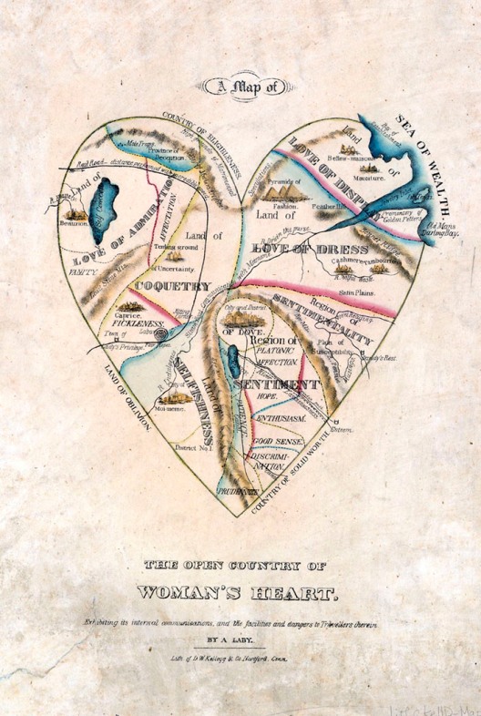 Мапа на женското и машкото срце од XIX век